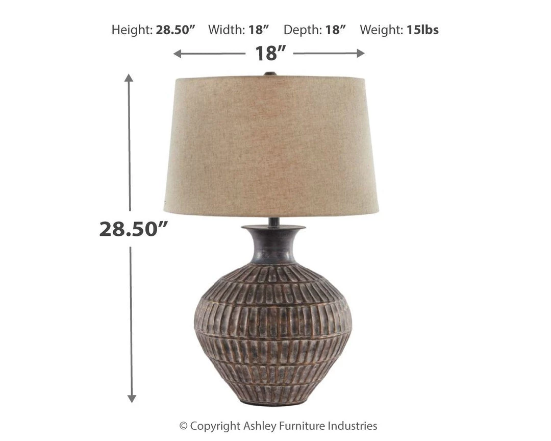 Ashley Furniture Accessories Magan - Antique Bronze Finish - Metal Table Lamp (1/cn) 4 Ashley Furniture Accessories Magan - Antique Bronze Finish - Metal Table Lamp (1/cn)