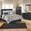 Signature Design By Ashley® Bedroom Sets Maribel - Black - 4 Pc. - Dresser, Mirror & Queen Panel Headboard With Bolt On Bed Frame