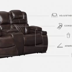 Signature Design By Ashley® Warnerton - Chocolate - Pwr Rec Loveseat/con/adj Hdrst