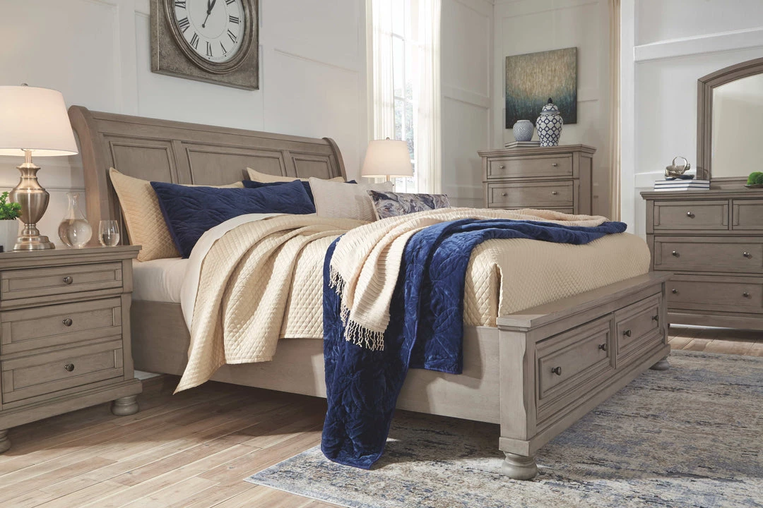 Signature Design By Ashley® Beds Lettner - Light Gray - Sleigh Bed With 2 Storage Drawers 5 Signature Design By Ashley® Beds Lettner - Light Gray - Sleigh Bed With 2 Storage Drawers