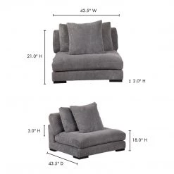 Moe's Home Collection Sectional Pieces Tumble Slipper Chair Charcoal