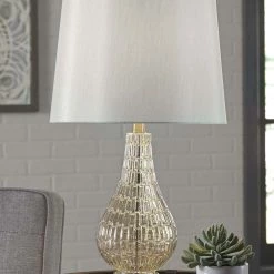 Ashley Furniture Accessories Latoya - Beige - Glass Table Lamp (1/cn)