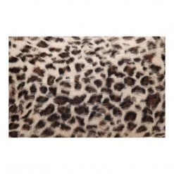 Moe's Home Collection Accessories Goat Fur Bolster Spotted Brown Leopard