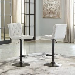 Signature Design By Ashley® Gaddison - Light Beige/black - Tall Uph Swivel Barstool(2/cn)