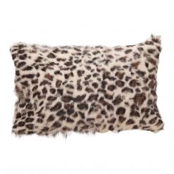 Moe's Home Collection Accessories Goat Fur Bolster Spotted Brown Leopard