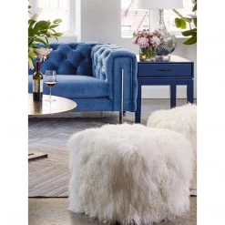 Moe's Home Collection Accessories Lamb Fur Pouf Natural