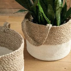 Ashley Furniture Parrish - Natural/white - Basket Set (2/cn) Table Decor