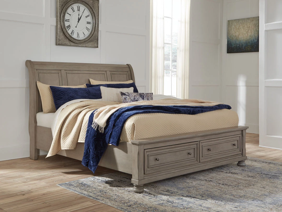 Signature Design By Ashley® Beds Lettner - Light Gray - Sleigh Bed With 2 Storage Drawers 3 Signature Design By Ashley® Beds Lettner - Light Gray - Sleigh Bed With 2 Storage Drawers