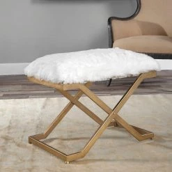 Uttermost Farran Fur Small Bench Benches