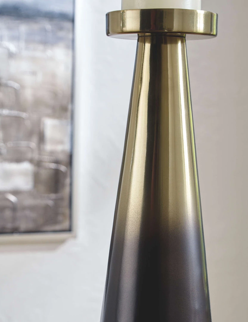 Ashley Furniture Theseus - Gold Finish/brown - Candle Holder Set (2/cn) 5 Ashley Furniture Theseus - Gold Finish/brown - Candle Holder Set (2/cn)