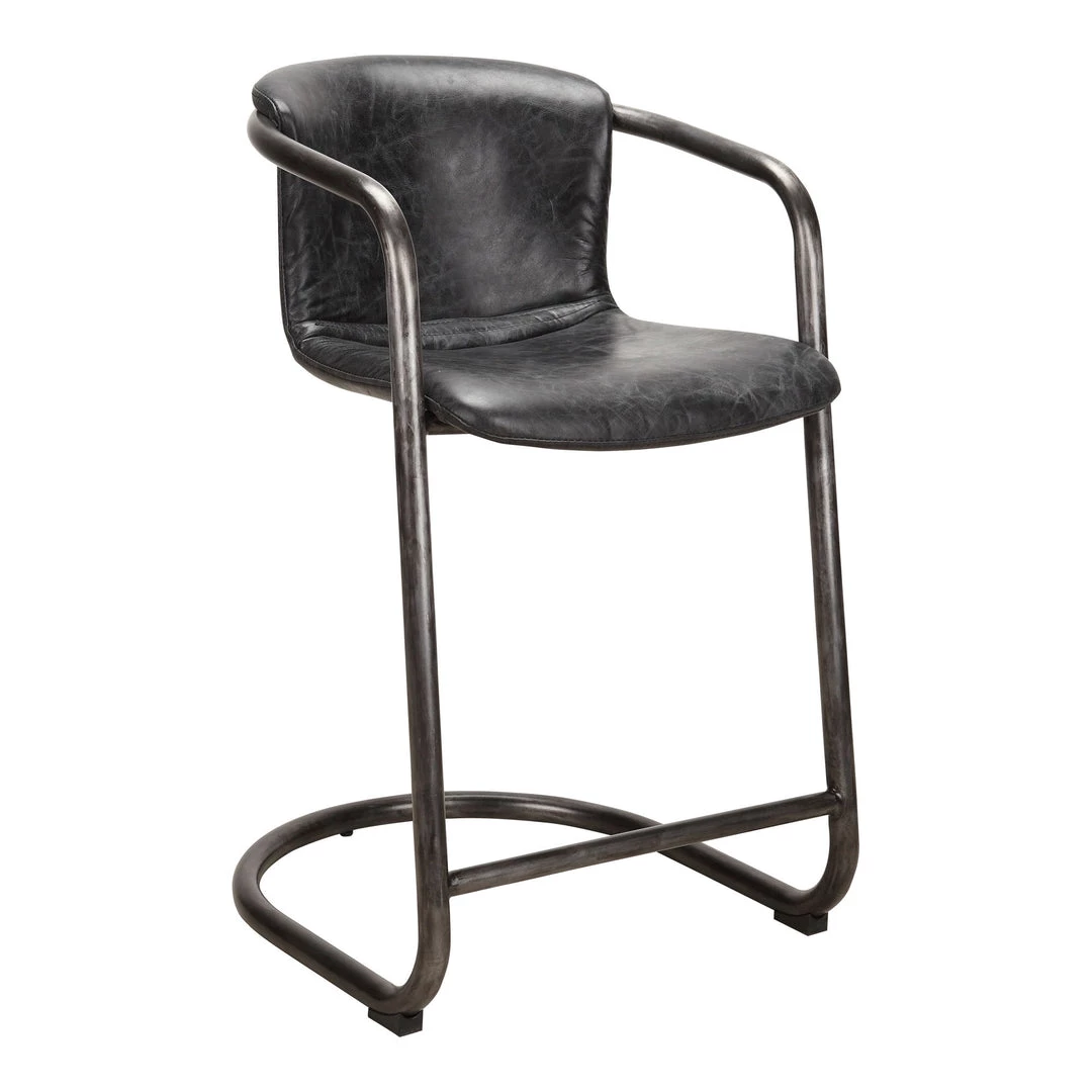 Moe's Home Collection Stools Freeman Counter Stool Onyx Black Leather -m2 6 Moe's Home Collection Stools Freeman Counter Stool Onyx Black Leather -m2