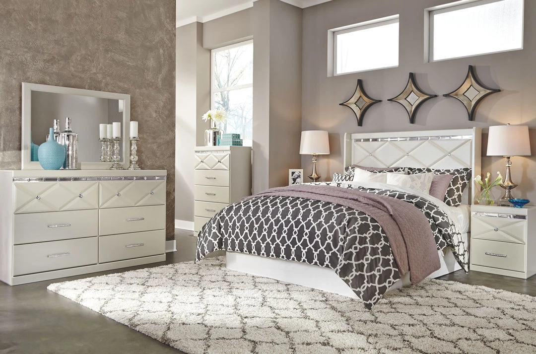 Signature Design By Ashley® Bedroom Sets Dreamur - Pearl Stipple - Dresser, Mirror, Panel Headboard 3 Signature Design By Ashley® Bedroom Sets Dreamur - Pearl Stipple - Dresser, Mirror, Panel Headboard