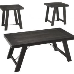 Ashley Furniture Noorbrook - Black/pewter - Occasional Table Set (3/cn)