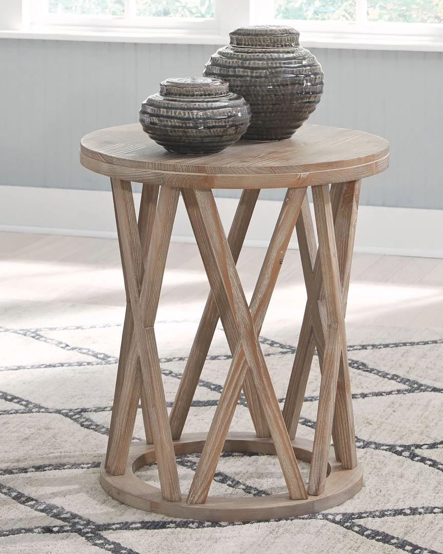 Ashley Furniture Glasslore - Light Grayish Brown - Round End Table Tables 6 Ashley Furniture Glasslore - Light Grayish Brown - Round End Table Tables