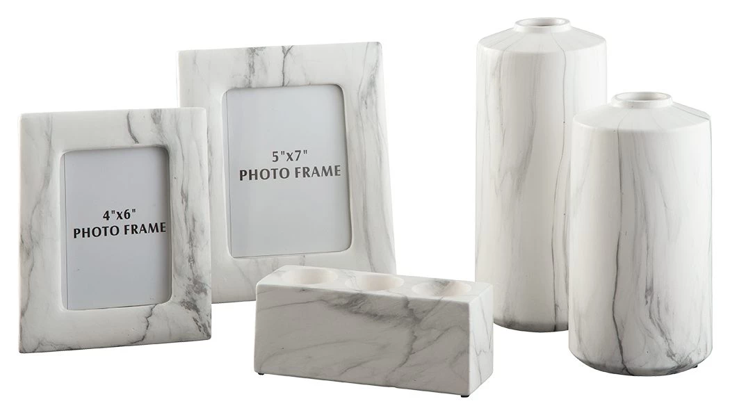 Ashley Furniture Table Decor Diogo - White - Accessory Set (5/cn) 3 Ashley Furniture Table Decor Diogo - White - Accessory Set (5/cn)