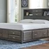 Signature Design By Ashley® Beds Caitbrook - Gray - California Storage Bed With 8 Drawers
