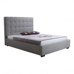 Moe's Home Collection Belle Storage Bed King Light Grey Fabric Beds