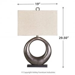 Ashley Furniture Saria - Antique Silver Finish - Metal Table Lamp (1/cn)