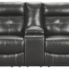 Ashley Furniture Kempten - Black - Dbl Rec Loveseat W/console Reclining Furniture