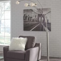 Ashley Furniture Winter - Silver Finish - Metal Arc Lamp (1/cn)