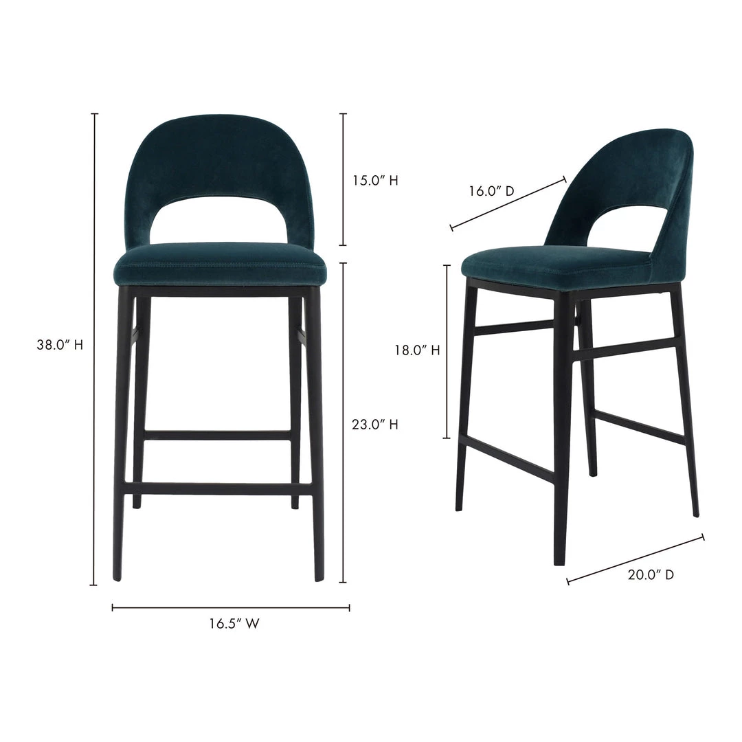 Moe's Home Collection Stools Roger Counter Stool Teal Velvet 5 Moe's Home Collection Stools Roger Counter Stool Teal Velvet