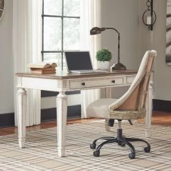 Ashley Furniture Realyn - White/brown - Home Office Lift Top Desk