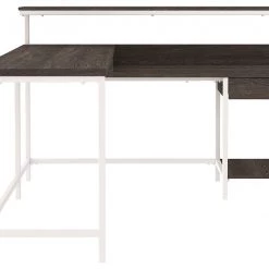 Ashley Furniture Dorrinson - White / Black / Gray - L-desk With Storage