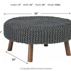 Ashley Furniture Jassmyn - Charcoal - Oversized Accent Ottoman