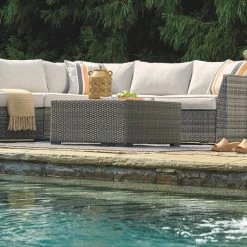 Ashley Furniture Cherry - Gray - Loveseatsec/otto/tbl Set(4/cn)