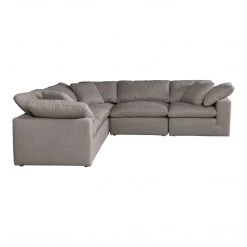 Moe's Home Collection Terra Condo Classic L Modular Sectional Livesmart Fabric Light Grey Sectionals
