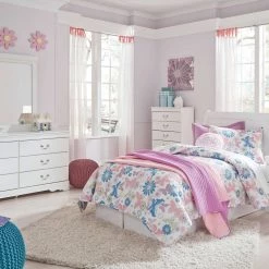 Signature Design By Ashley® Anarasia - White - Twin Sleigh Headboard With Bolt On Bed Frame Beds