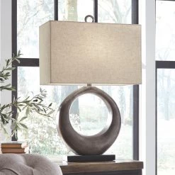Ashley Furniture Saria - Antique Silver Finish - Metal Table Lamp (1/cn)
