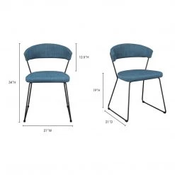 Moe's Home Collection Adria Dining Chair Blue-m2