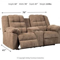 Ashley Furniture Workhorse - Cocoa - Dbl Rec Loveseat W/console