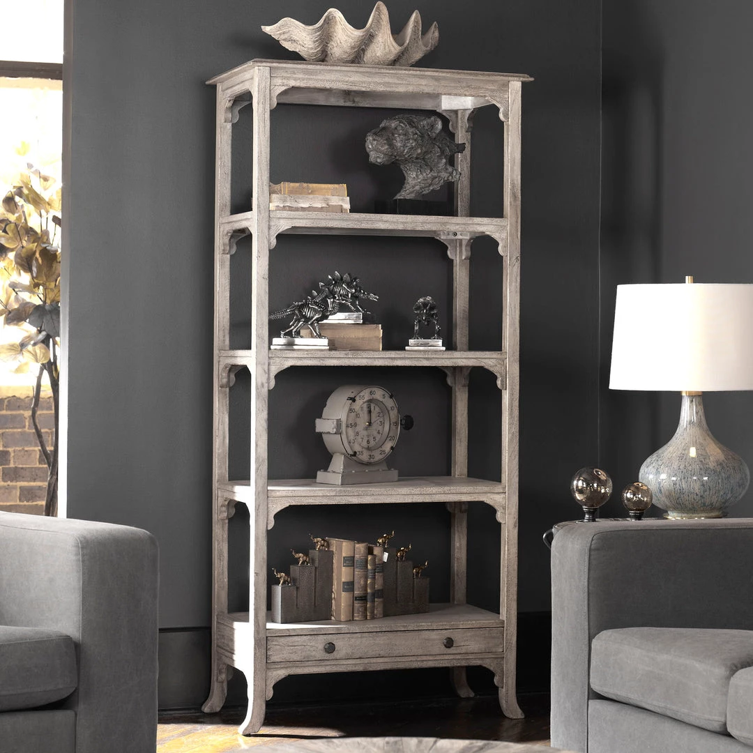 Bookcases Uttermost Bridgely Aged White Etagere 4 Bookcases Uttermost Bridgely Aged White Etagere