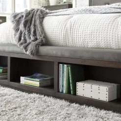 Signature Design By Ashley® Hyndell - Dark Brown - King Upholstered Panel Bed With Storage Beds