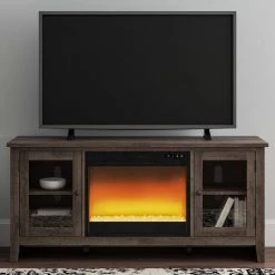 Signature Design By Ashley® Arlenbry - LG TV Stand With Glass/Stone Fireplace Insert
