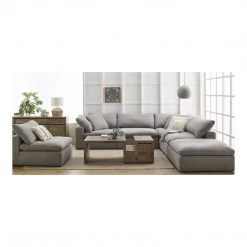 Moe's Home Collection Sectionals Clay Modular Sectional Livesmart Fabric Light Grey