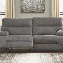 Signature Design By Ashley® Coombs - Charcoal - 3 Pc. - Power Sofa, Loveseat, Recliner