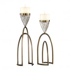 Table Decor Uttermost Carma Bronze And Crystal Candleholders, S/2