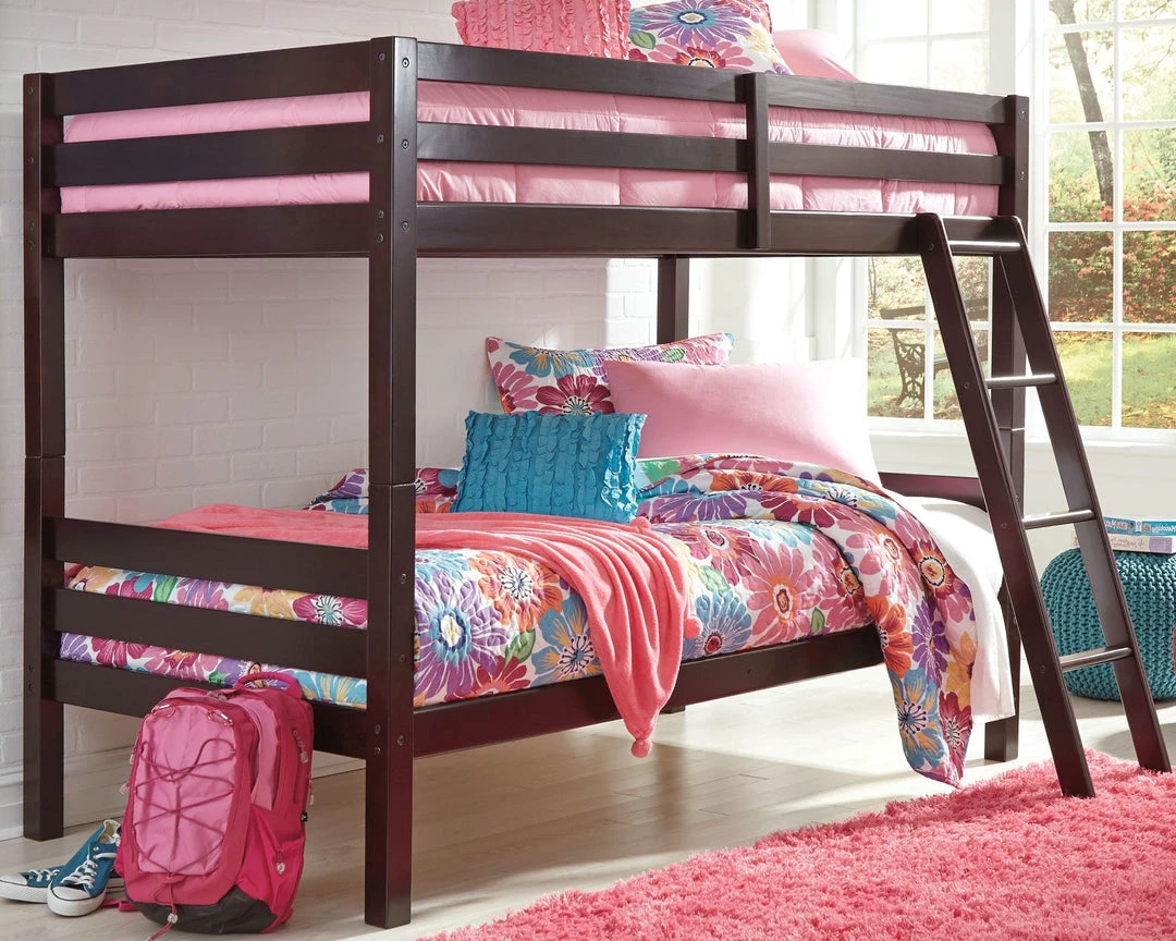 Ashley Furniture Halanton - Dark Brown - Twin/twin Bunk Bed W/ladder Beds 4 Ashley Furniture Halanton - Dark Brown - Twin/twin Bunk Bed W/ladder Beds
