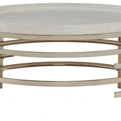 Signature Design By Ashley® Montiflyn - White/gold Finish - Round Cocktail Table Tables