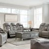 Signature Design By Ashley® Living Room Sets The Man-den - Gray - 3 Pc. - Power Sofa, Loveseat, Recliner