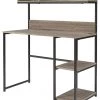 Ashley Furniture Daylicrew - Grayish Brown/gunmetal - Home Office Desk And Hutch Desks