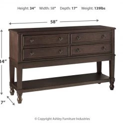 Signature Design By Ashley® Adinton - Dark Brown - 8 Pc. - Extension Table, 6 Upholstered Side Chairs, Server Dining Room Sets