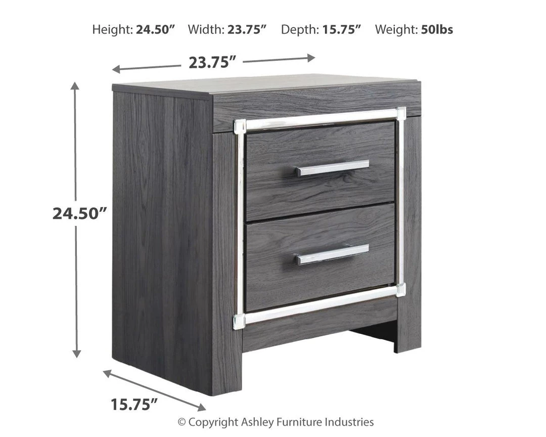 Ashley Furniture Lodanna - Gray - Two Drawer Night Stand 5 Ashley Furniture Lodanna - Gray - Two Drawer Night Stand