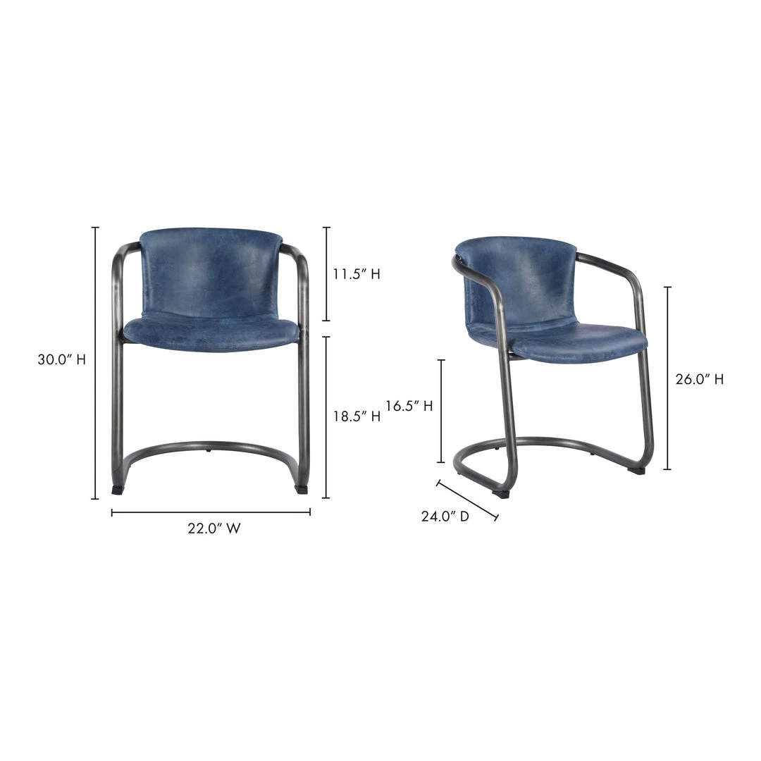 Moe's Home Collection Chairs Freeman Dining Chair Kaiso Blue Leather -m2 6 Moe's Home Collection Chairs Freeman Dining Chair Kaiso Blue Leather -m2