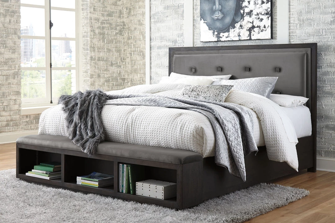 Signature Design By Ashley® Hyndell - Dark Brown - California King Upholstered Panel Bed With Storage 3 Signature Design By Ashley® Hyndell - Dark Brown - California King Upholstered Panel Bed With Storage