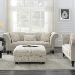 Emerald Home Hutton II Tufted Loveseat, Ivory