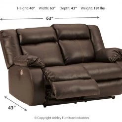 Ashley Furniture Denoron - Chocolate - Reclining Power Loveseat